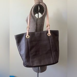 Michael Kors dark brown soft leather tote